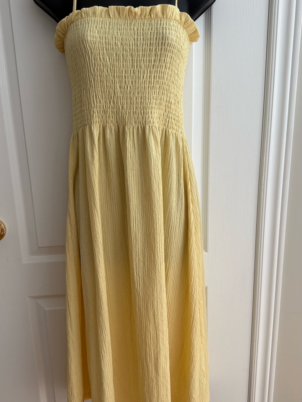 H&M Pale Yellow Smocked Tank Dress